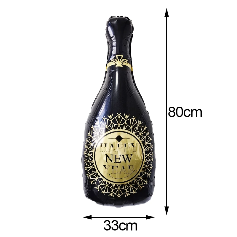 Happy New Year Champagne Bottle Balloons Wine Glasses Balloon Happy New Year Balloons 2025 New Years Eve Decorations Supplies
