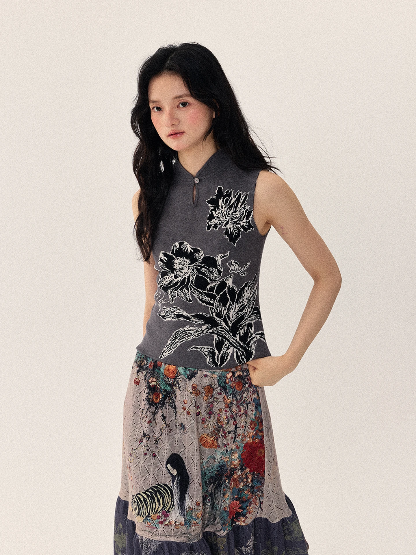 

New Chinese Sle Knitted Sweater Top Retro Collar Svel Vest Warmth sion Commute Sle Slim Fit Pure Color