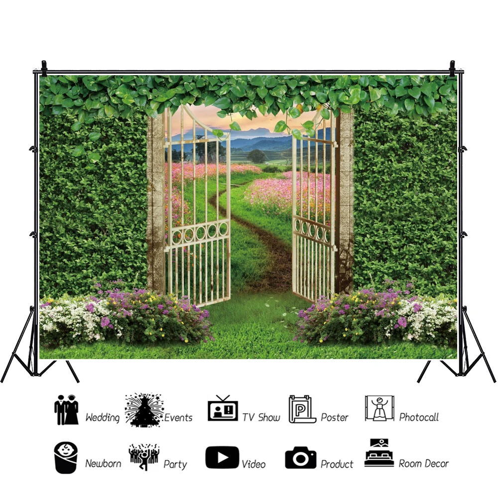 Laeacco Mùa Xuân Bên Ngoài Xứ Sở Thần Tiên Phong Cảnh Nhiếp Ảnh Backdrop Hoa Rừng Xanh Tự Nhiên Nữ Trẻ Em Chân Dung Ảnh Nền