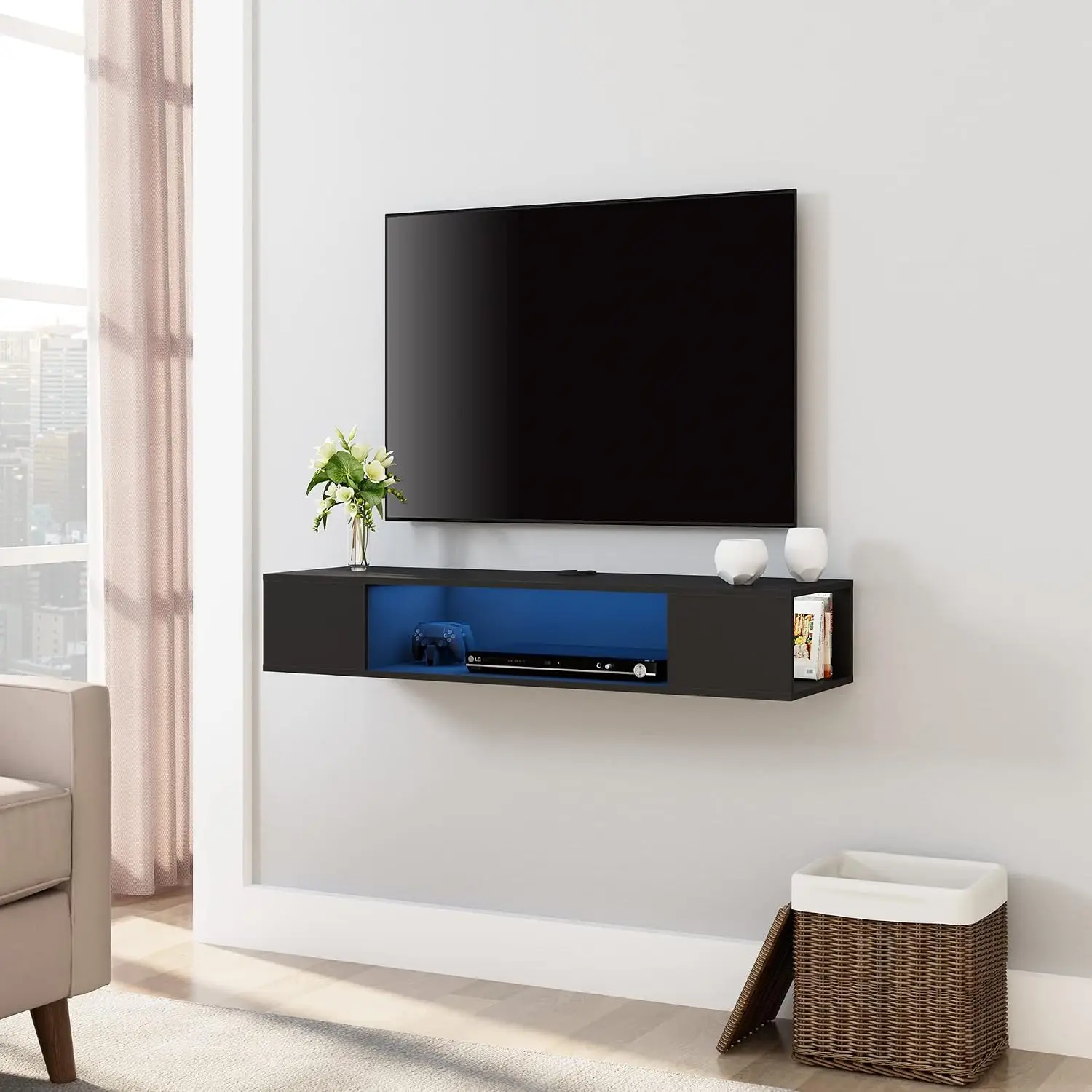 Wall Mounted TV Stand with LED Light 39.4