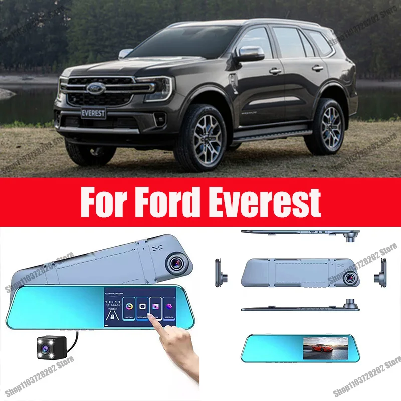 

For Ford Everest Camera Car Touch Screen Video Recorder Rearview mirror Dash Cam Front and Rear Camera Mirror DVR