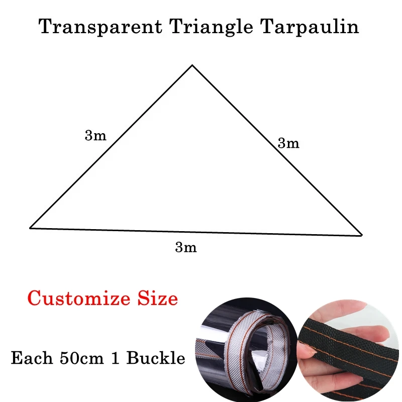 3X3X3M Transparent PVC Tarpaulin Triangle Rainproof Cloth Plastic Tarp Garden Courtyard Succulent Plants Awning Keep Warm Cover