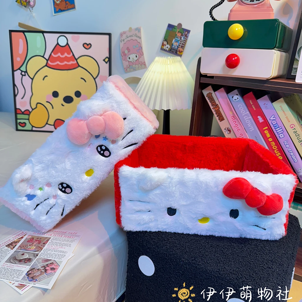 

Sanrio Kuromi My Melody Hello Kitty плюшевая корзина для хранения настольная коробка для хранения косметики корзина для хранения закусок ящик для хранения ключей
