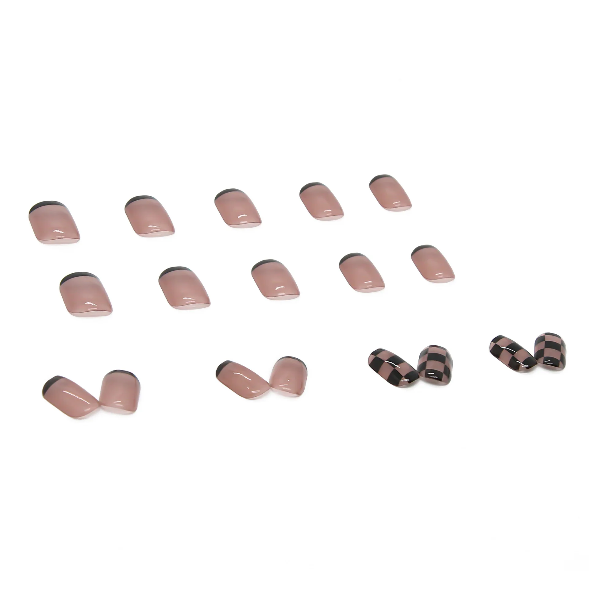 24 قطعة/صندوق انفصال الأظافر وهمية مجموعة الأسود الشطرنج كامل مسمار الفن نصائح الجمال مسمار الأظافر الاصطناعية كاذبة مع ارتداء أدوات #4