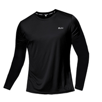 Simple Solid Color Men's Long Sleeve T-shirt Outdoor Run Sports Tees Loose O-neck Fashion Cotton Tops Fall Comfortable Pullover