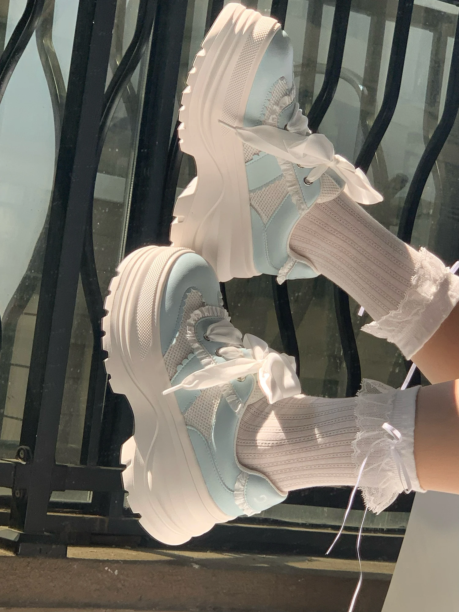 Lolita Shoes Sponge Shoes Japanese Cute Lace Lace Lace Bow Height Increasing Girls' Student Sports Shoes