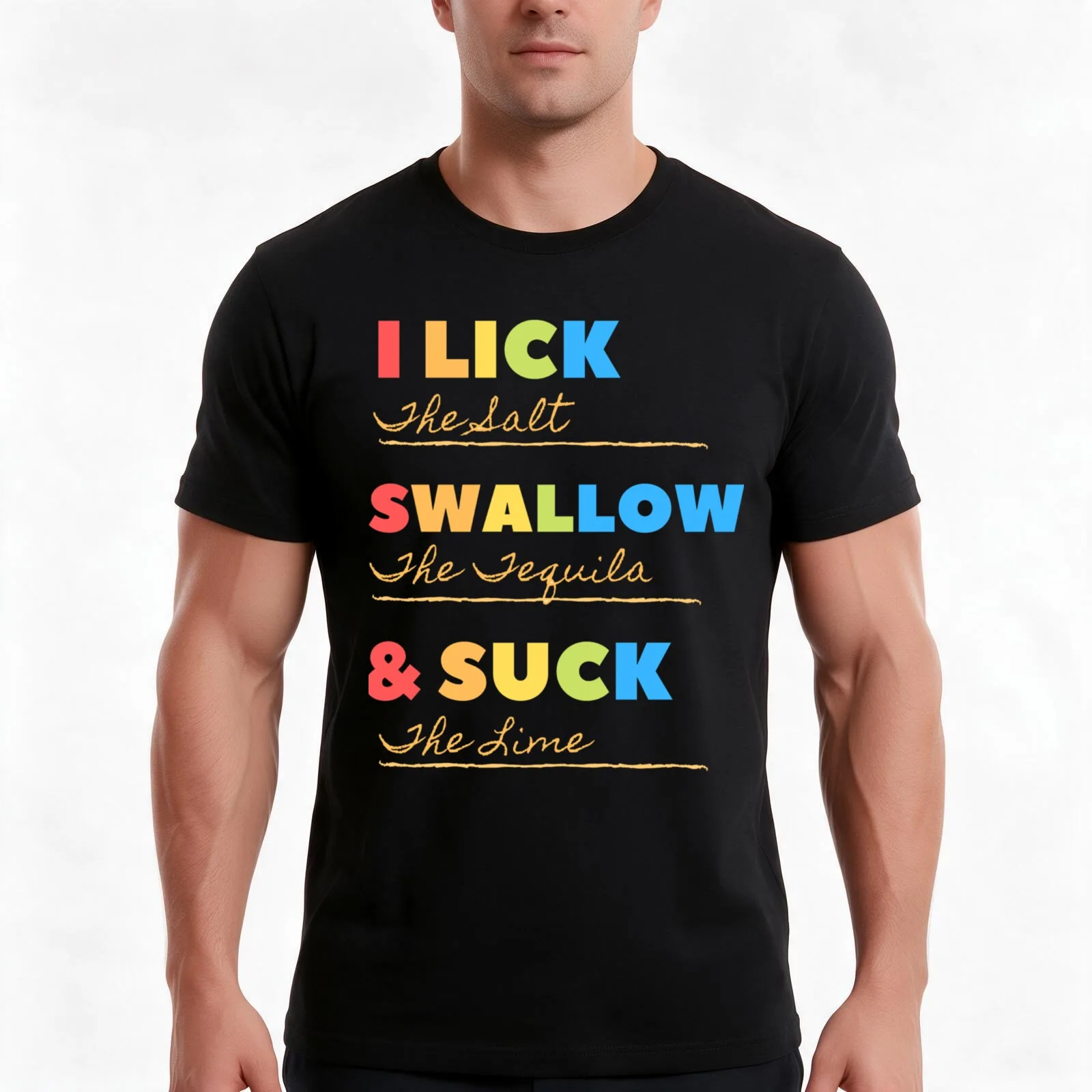 I Lick I Swallow And Suck Design T-Shirt, Summer Casual Cotton Tee, Oversized Streetwear Tops, Vintage Graphic Print
