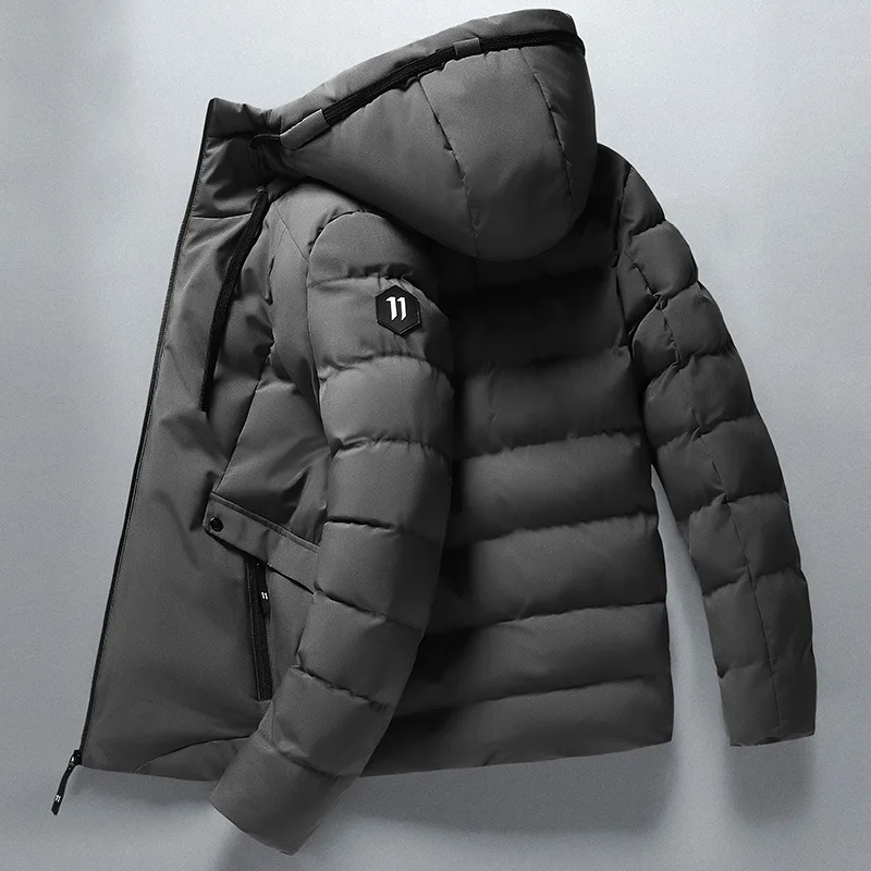 

Solid Color Men's Padded Jacket Winter New Casual Thickened Coats Cold-proof Warm Hooded Down Jacket Oversize Outwear for Men