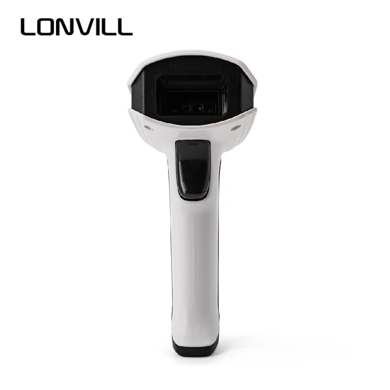 LONVILL Handheld Code Scanner Black White Exterior Design ABS PC Shell Dual Mode 2.4G Wireless Blue Tooth Barcode Scanner