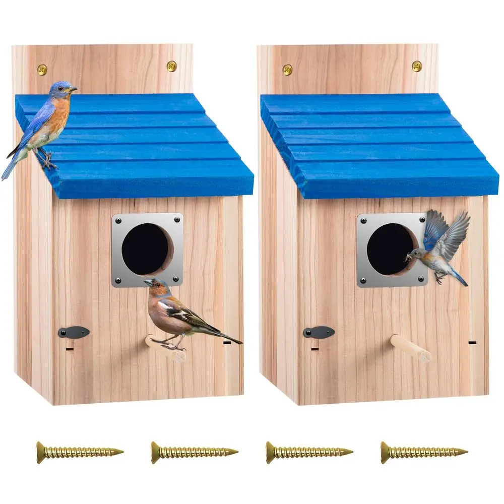

Деревянные домики для синих птиц Cedar Bluebird Box для улицы, 11 домиков с 2 входами, металлической защитой, надежной защелкой и пазами для птенцов