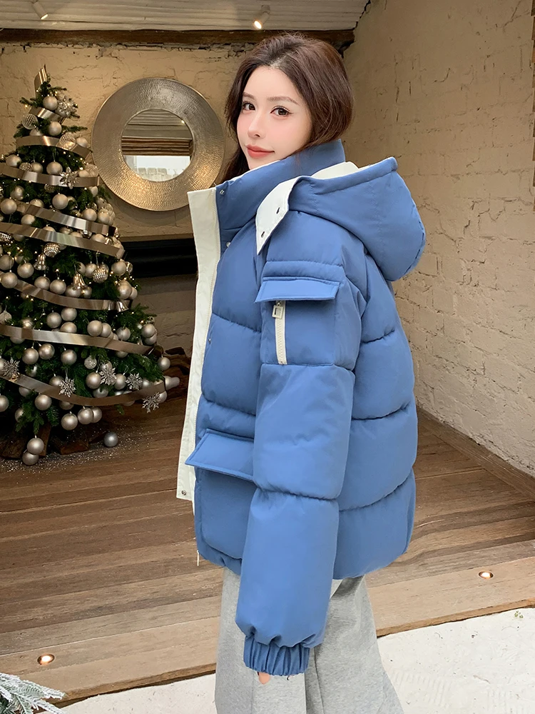 Fashion Women Winter Versatile Parkas Korean Zip-Up Warm Cotton-Padded Outerwear Female Solid  Thicken Parka Woman Office C201