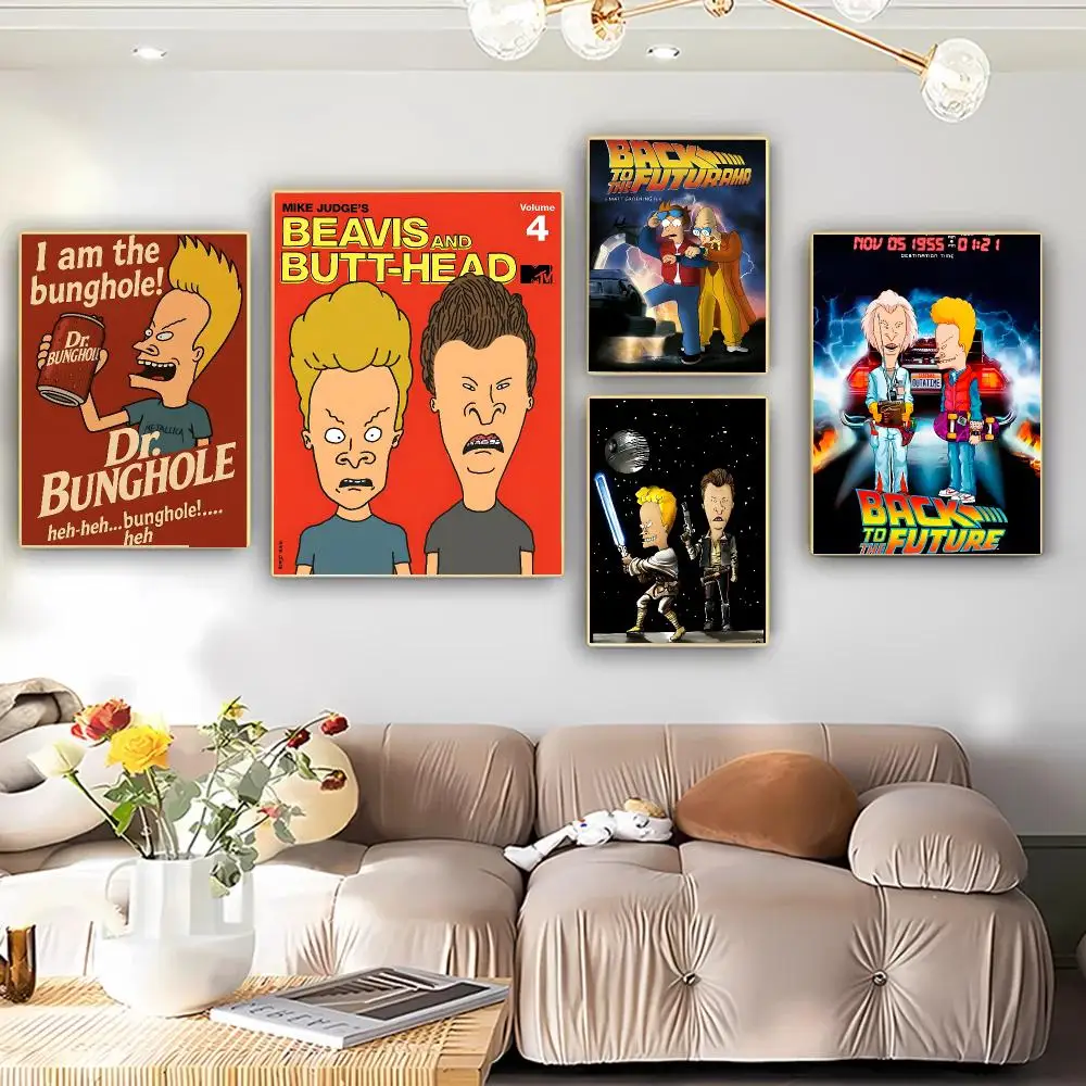 Anime B-Beavis And Butt-head Poster Art HD Advanced Aesthetic Printing Paper Wall Art For Living Room Home Decor