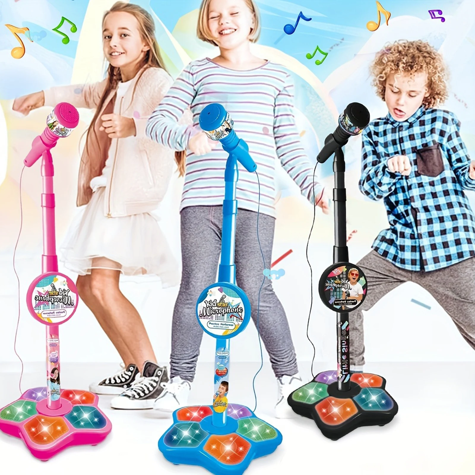 Micrófono para niños con soporte, máquina de canciones de Karaoke, instrumentos musicales, juguetes educativos para entrenamiento cerebral, regalo de cumpleaños para niña y niño