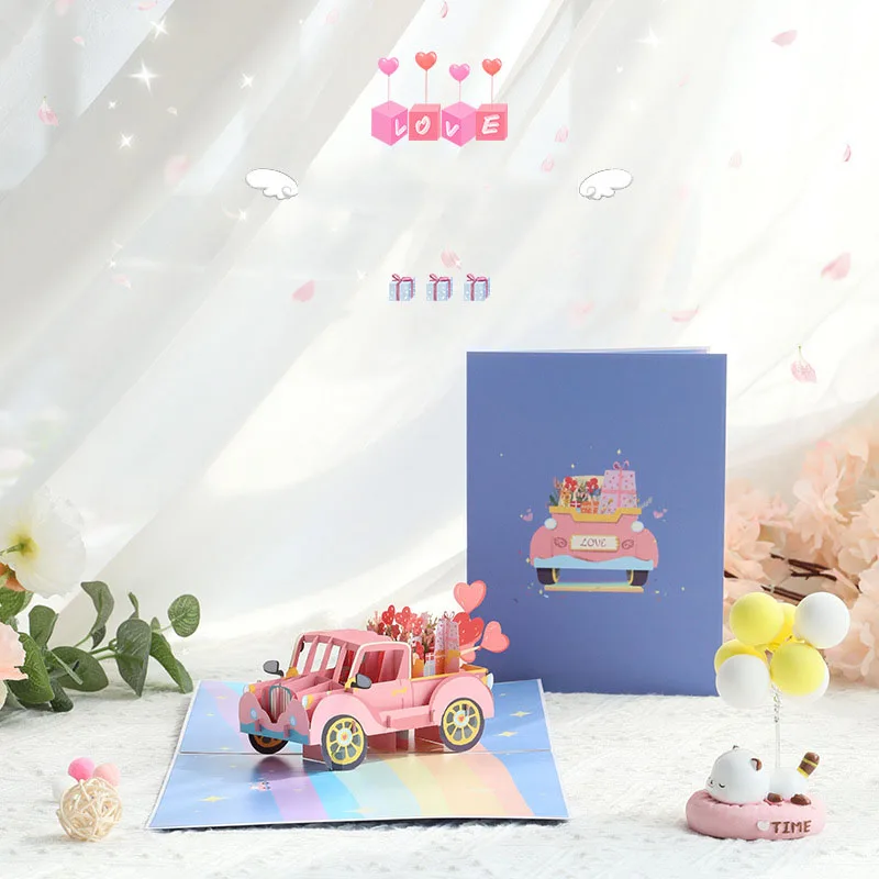 

3D Pop up Style Creative Valentine's Day 3D Card Love Car Business Gift Gratitude Blessing Cartoon Commemorative greeting cards