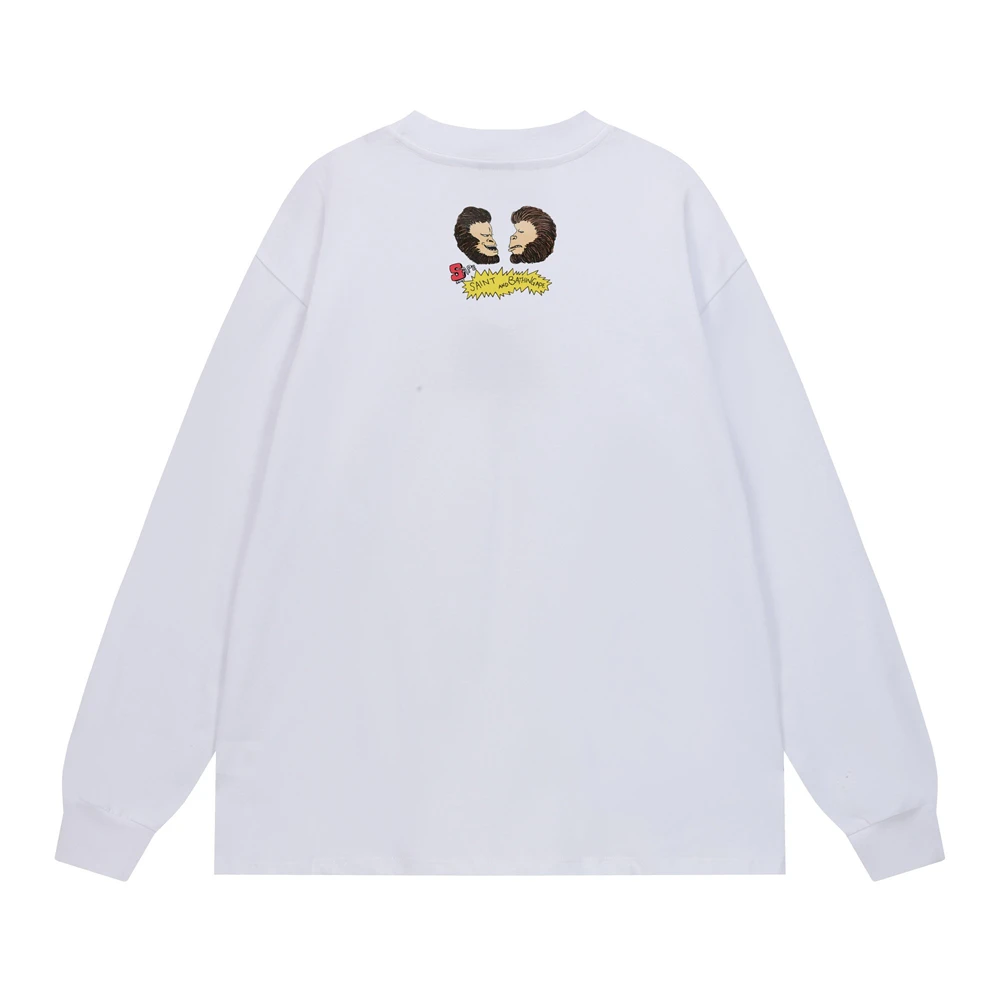 Saint Long Sleeves T Shirt Men Women Casual White Oversized Cartoon animation patterns T-Shirt Top Quality