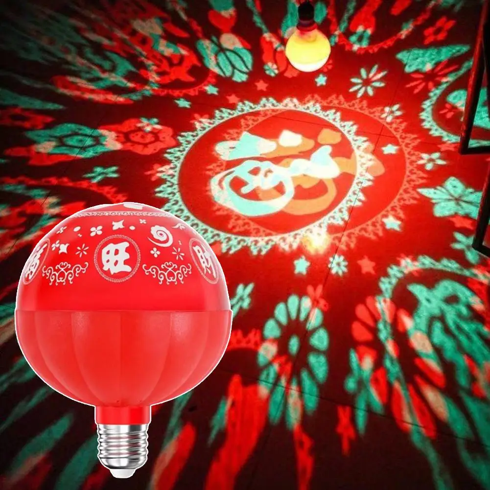 Atmosphere Light Bulb Rotatable Fu Character Colorful Chinese New Year Decoration for Patio Celebration Party Yard R2B9