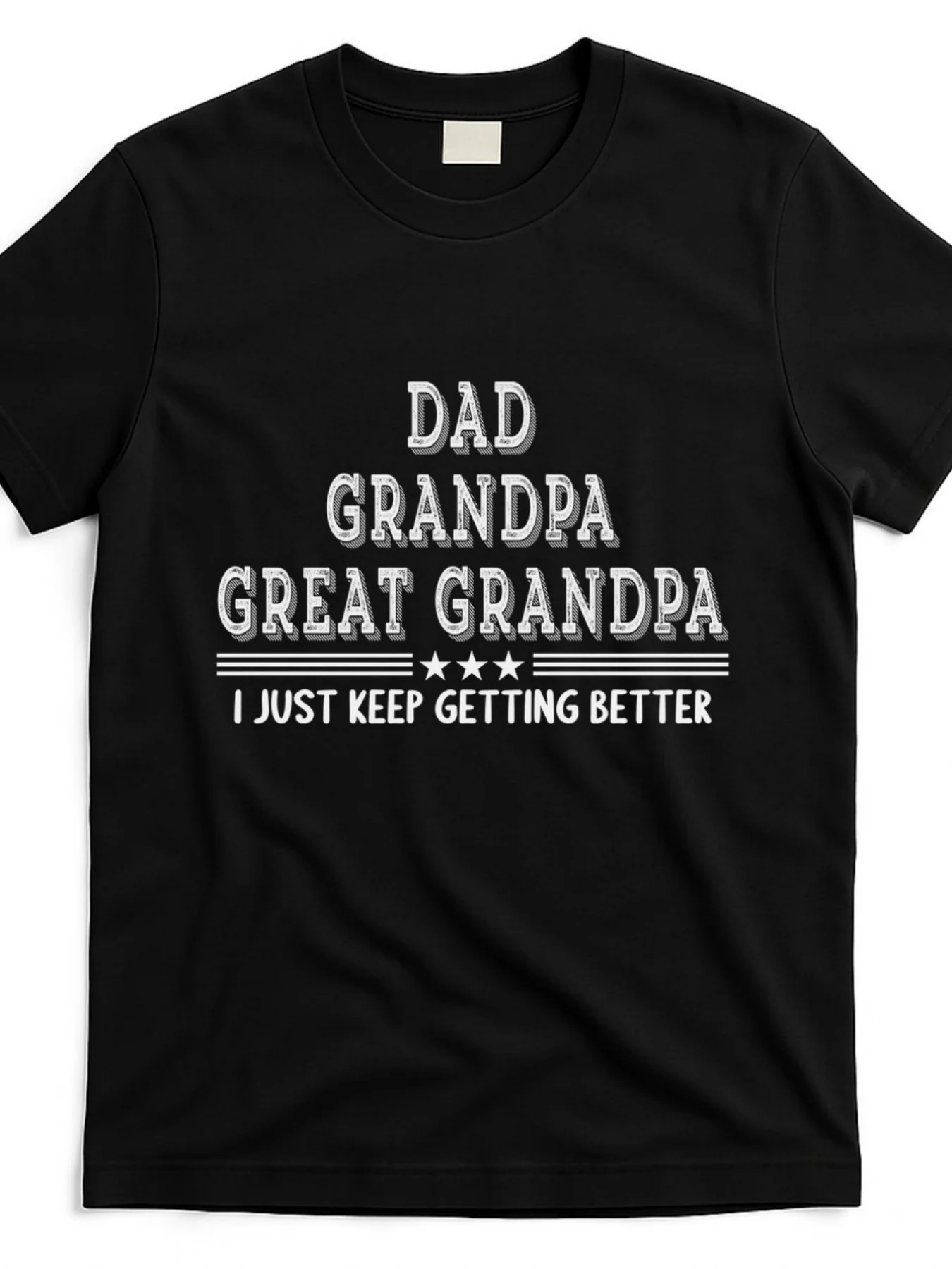 Fathers-Day Dad-Grandpa-Great-Grandpa T-Shirt | Same Style for Men and Women, 2025 Summer, Short-Sleeved, Printed, Pure 220G, Crew Neck, Regular Fit, All-Season, Vintage Style