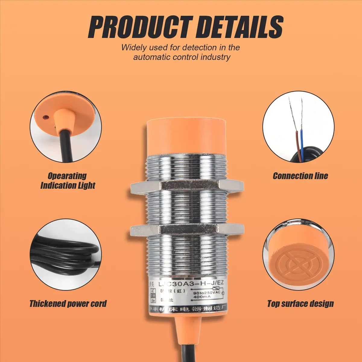 SCLS LJC30A3-H-J/EZ AC 90-250V NO 2-wire Capacitance Proximity Sensor Switch Detector 0-20mm
