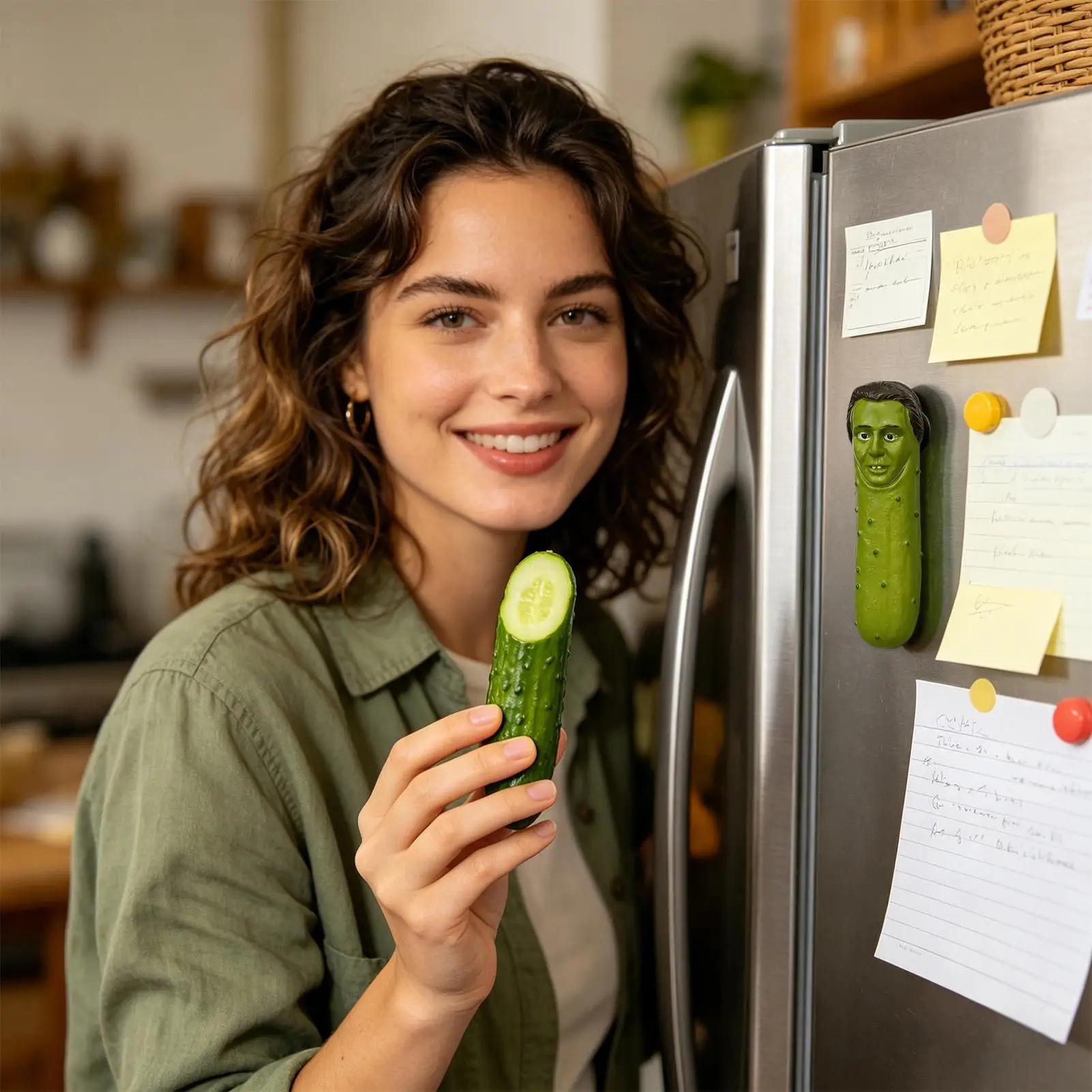 Funny Magnetic Resin Cucumber Man Shape Sticker Cute Fridge Magnets Cute Refrigerator Stickers For Home Kitchen Office School