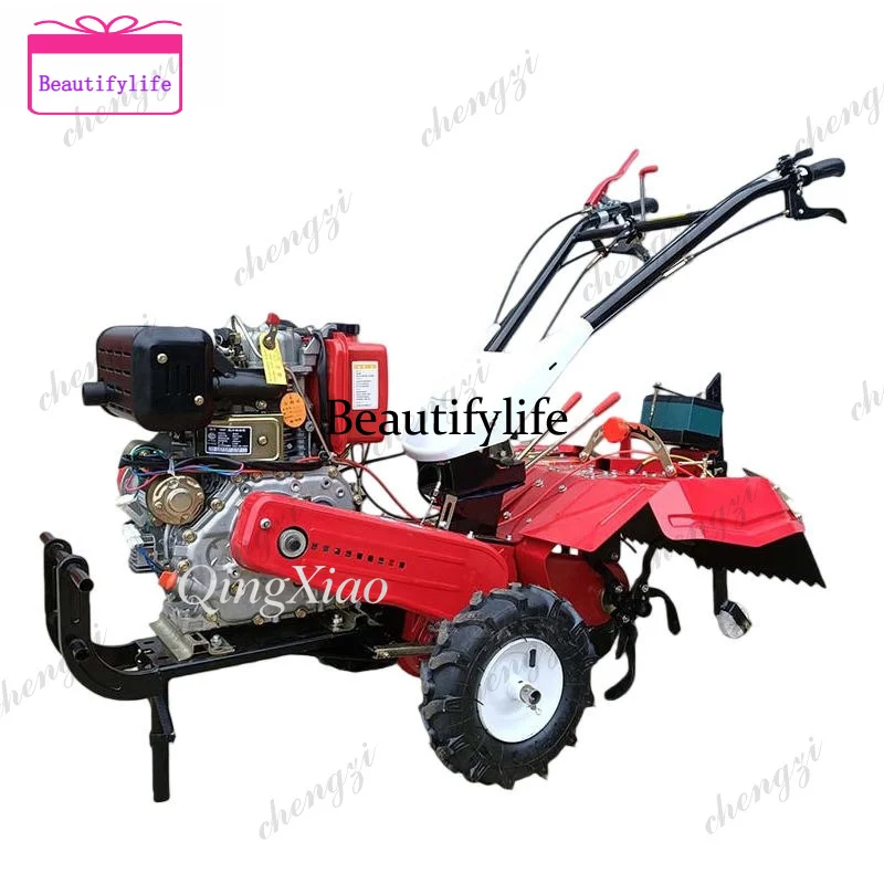 a55  Multifunctional  Walk-behind Weeder Mini Rotary Tiller Plow for Greenhouse Orchard Farm Garden Daily Cultivation Work
