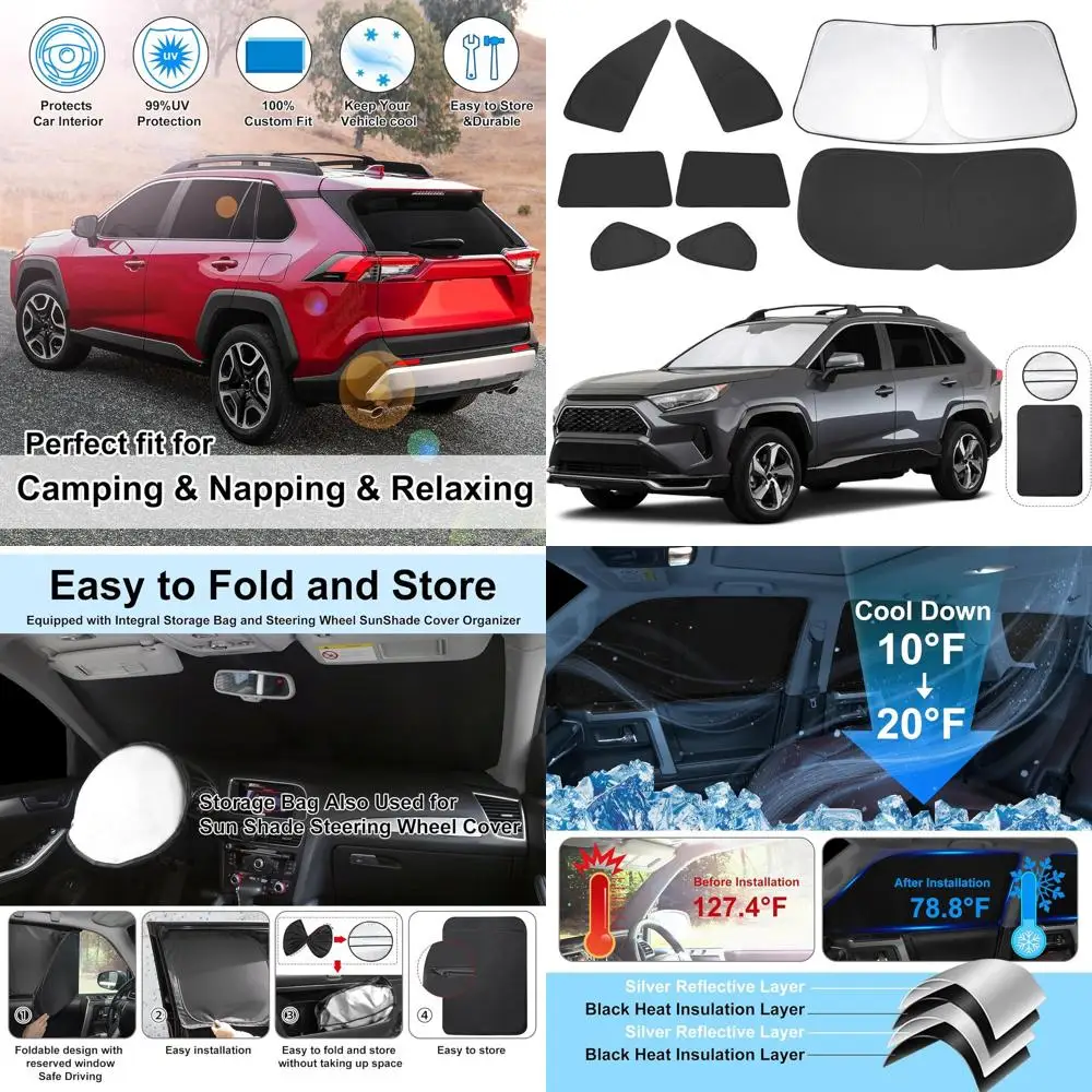 

Toyota RAV4 2019-2025 Side and Rear Window Shades, 8-Piece Set for UV Protection and Privacy