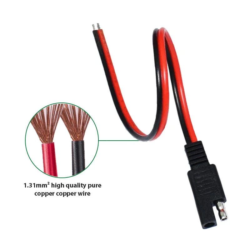 DIY SAE Single Head Cable SAE Single Ended Extension Cable 10AWG 30CM for Automobile Solar Panel
