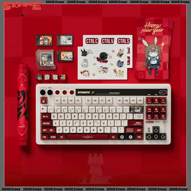 Hypergryph Arknights Retro 87 Game Mechanical Keyboard 2.4g Tri-Mode Wireless Full Key Hot Plug Programmable Windows Android
