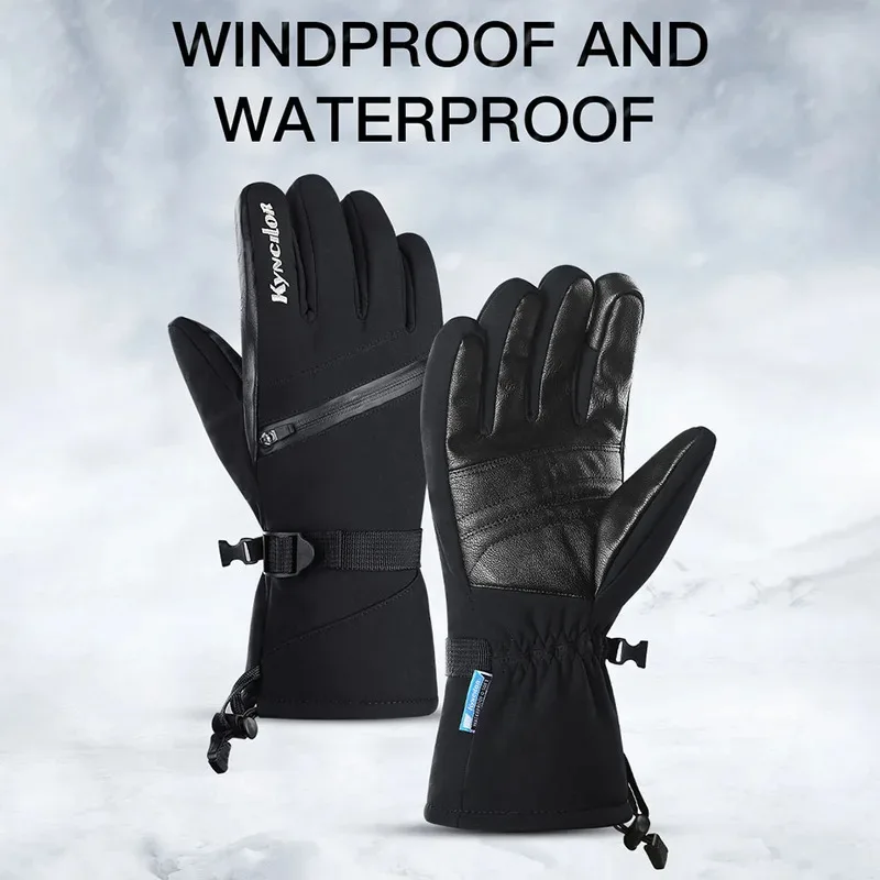 

Winter Warm Motorcycle Riding Gloves A0081 Touch Screen Windproof Ski Gloves for Cycling Driving Running Outdoor Sports Black