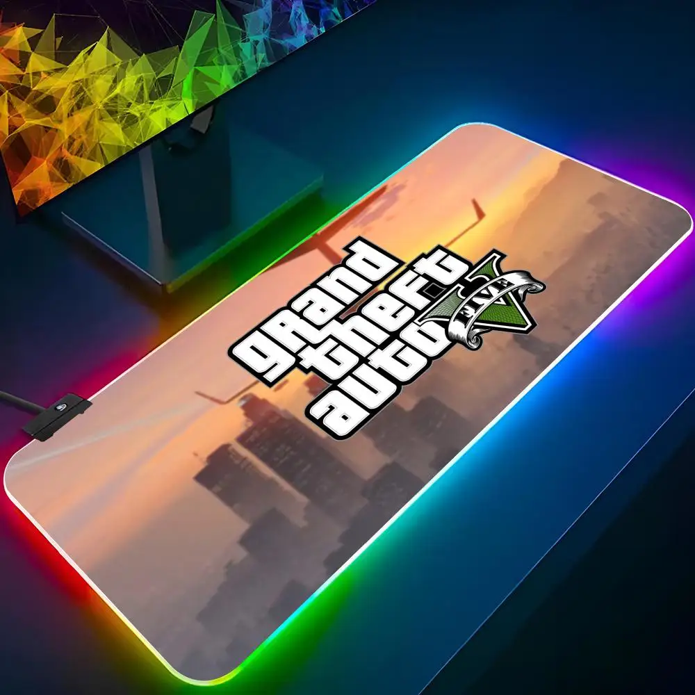 Grand Theft Auto GTA Tappetino Kawaii Mouse Pad Laptop Mat Gaming Rgb Mousepad Backlit Keyboard Gamer Girl Table Pads Deskpad