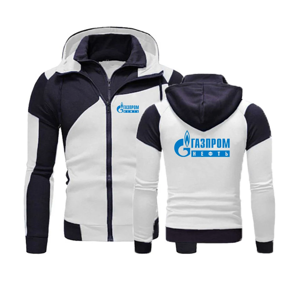 2023 New Men Russia Gazprom Leisure Hoodie Sweatshirt Outfits Spring Autumn Oversize Casual Color-Matching Slim Sweatshirt Top