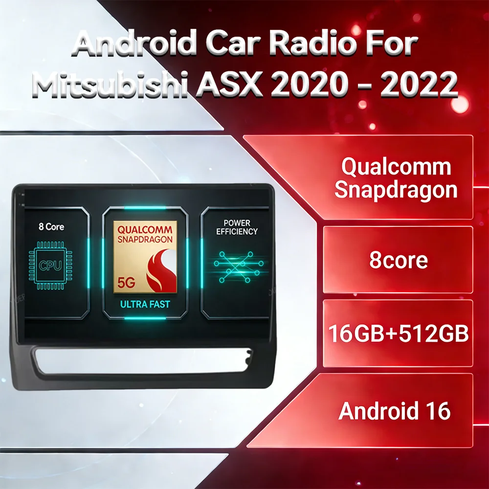 Android 16 Carplay Auto For Mitsubishi ASX 2020 2021 2022 Multimedia Stereo Video Player QLED 4G LTE 5G WIFI Head Unit GPS NAVI