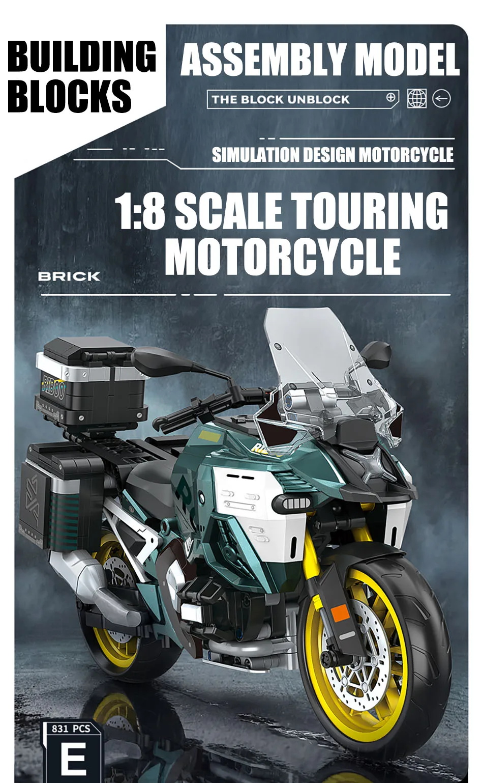 Technisches 831-teiliges 1/8 Maßstab R1300 Touring Motorrad Modellbausatz MOC City GS Motorrad Spielzeug Geschenke für Jungen – Detail 1