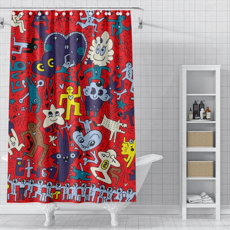 

Красочная занавеска для душа с граффити, моющаяся грязеотталкивающая насадка для душа, водонепроницаемая полиэстеровая занавеска для ванны для домашнего декора