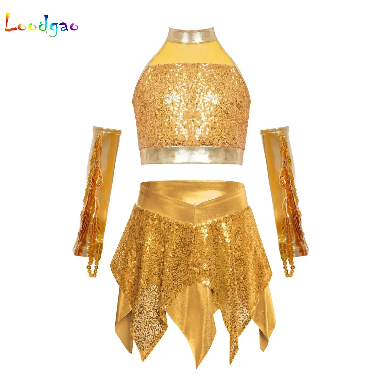 

Teen Girls Sequin Ballet Dance Sets Gymnastics Figure Skating Skating Costume Modern Latin Jazz Dancing Stage Performance Outfit