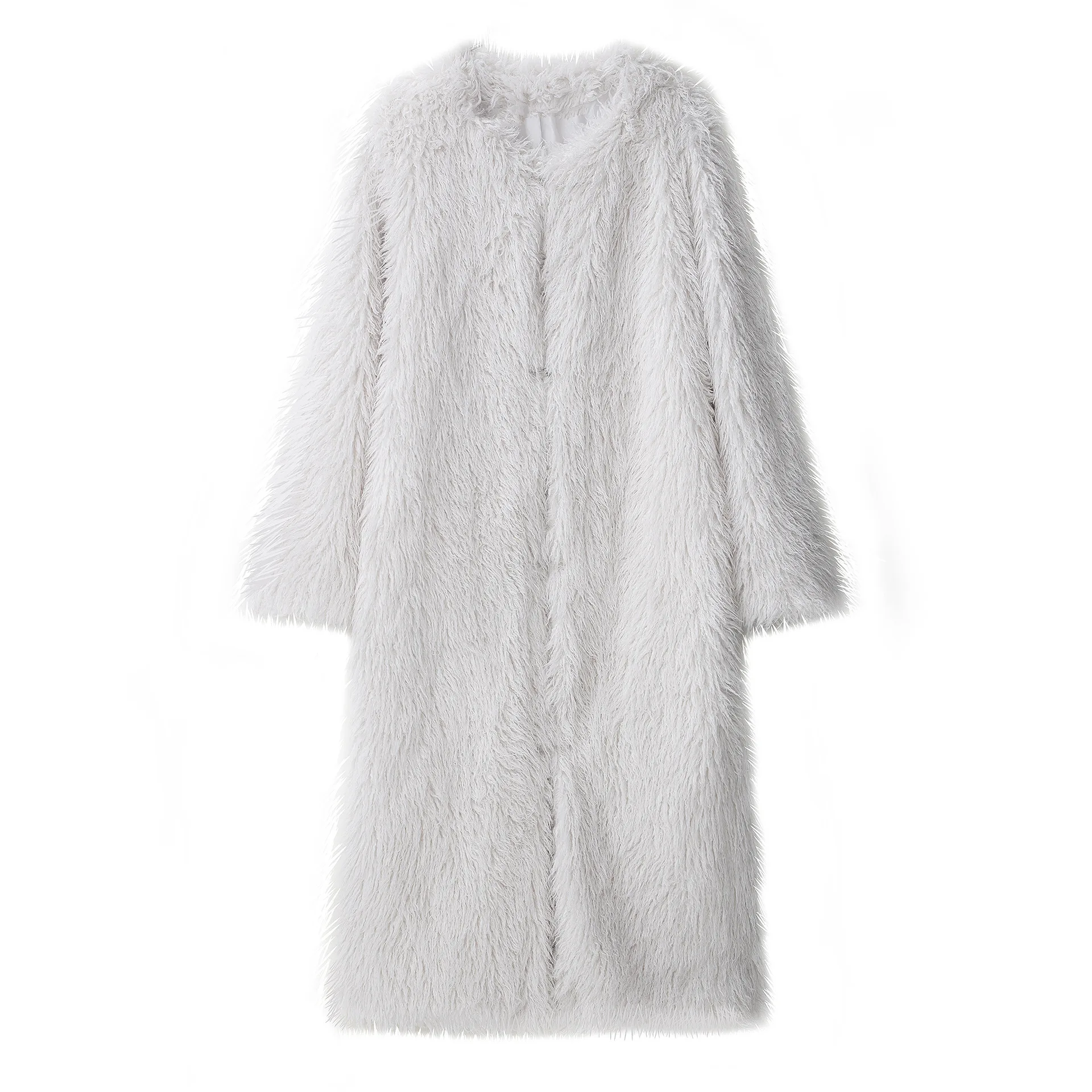 

European and American style autumn and winter new products simple and fashionable lazy style long fur integrated coat jacket