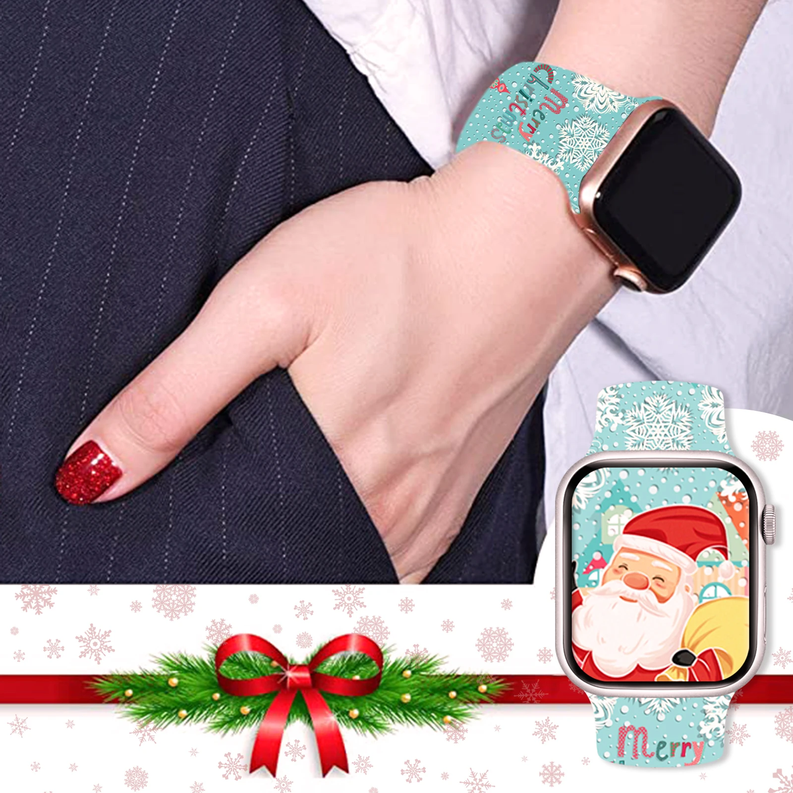 Kerst 1 bedrukte band voor Apple Watch 46 mm 45 mm 42 mm 40 mm 38 mm 49 mm horlogeband vervangbare armband voor iWatch 11 10 9 8 band