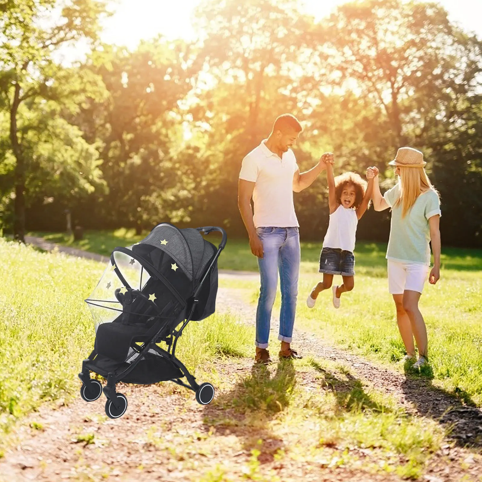 1 قطعة غطاء شبكة ناموسية عالمية لعربة الأطفال شبكة شبكية قابلة للتنفس شبكة حماية الحشرات للتخييم والسفر