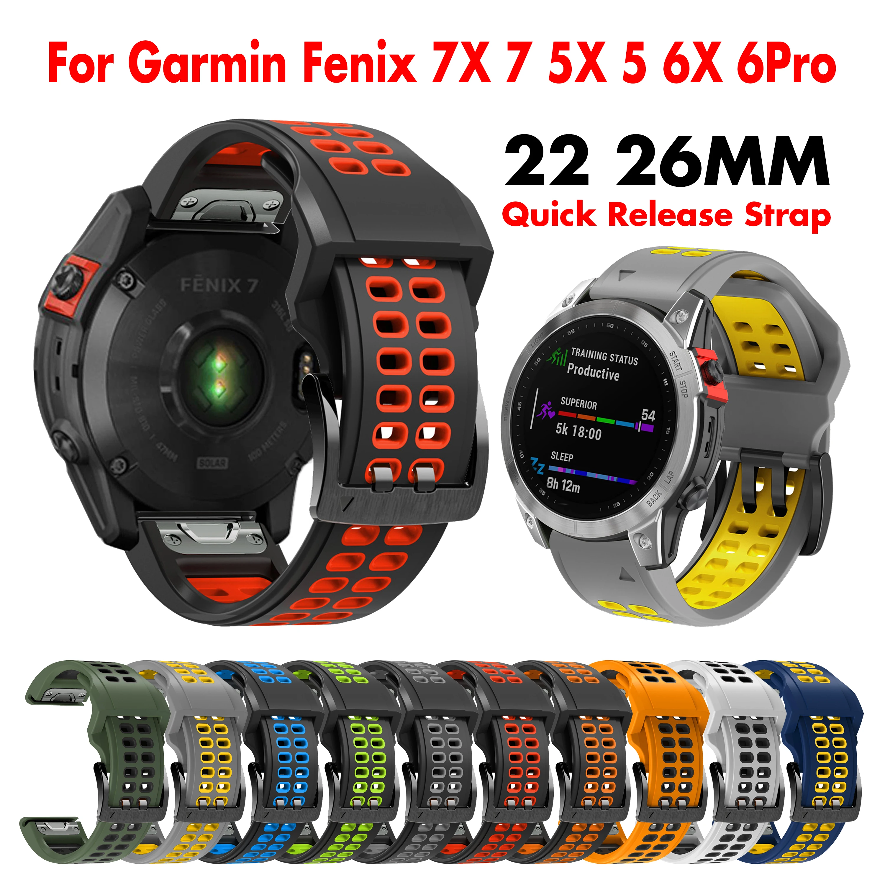 

Ремешок силиконовый для наручных часов Garmin Fenix 7X 7 6 6X Pro 5X 5 3 HR 935 945