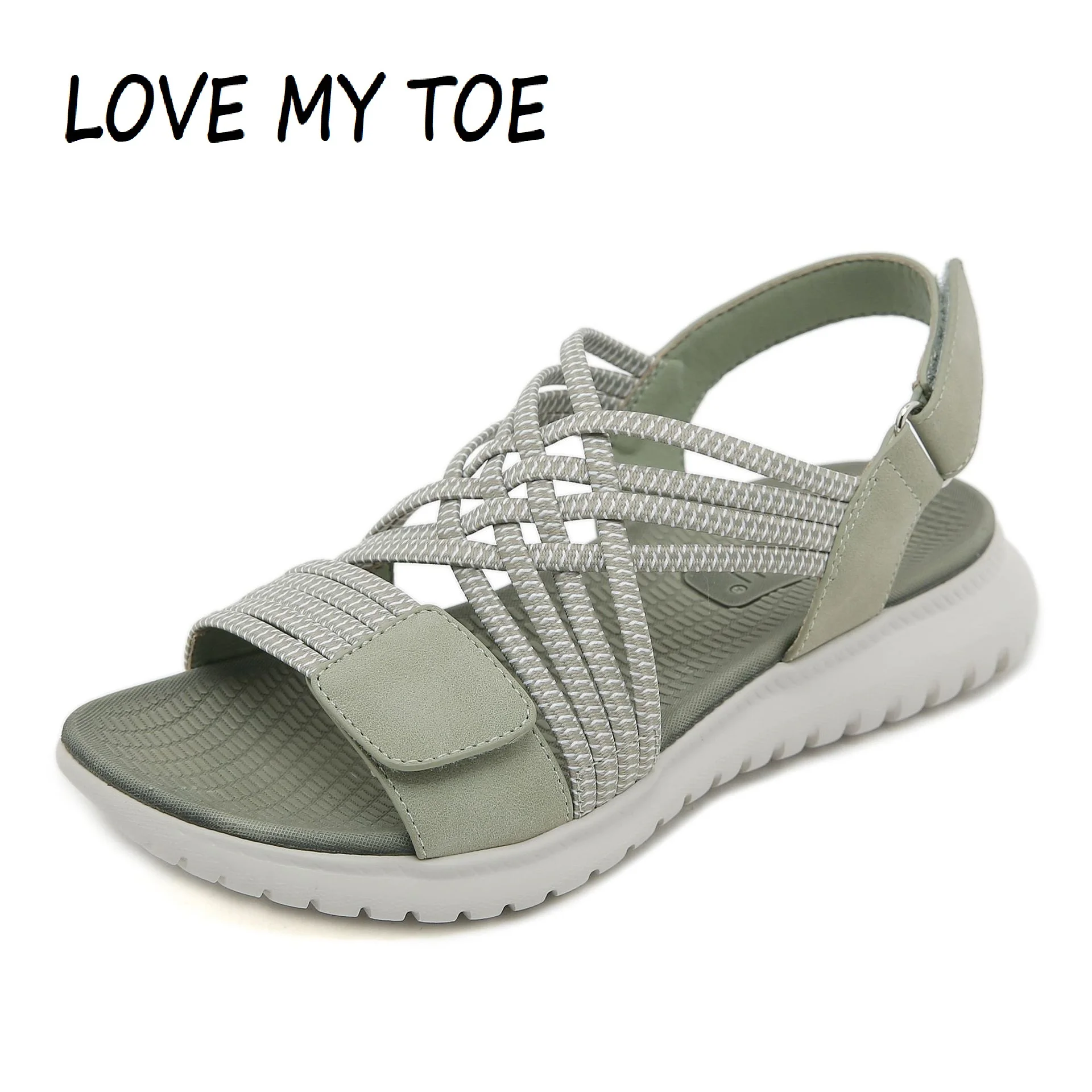 Women's Sandals Summer 2024 Casual PU Light Soft Non-Slip Elastic Rubber Band Beach Roman Walking Shoes Woman Flat Heels Ladies