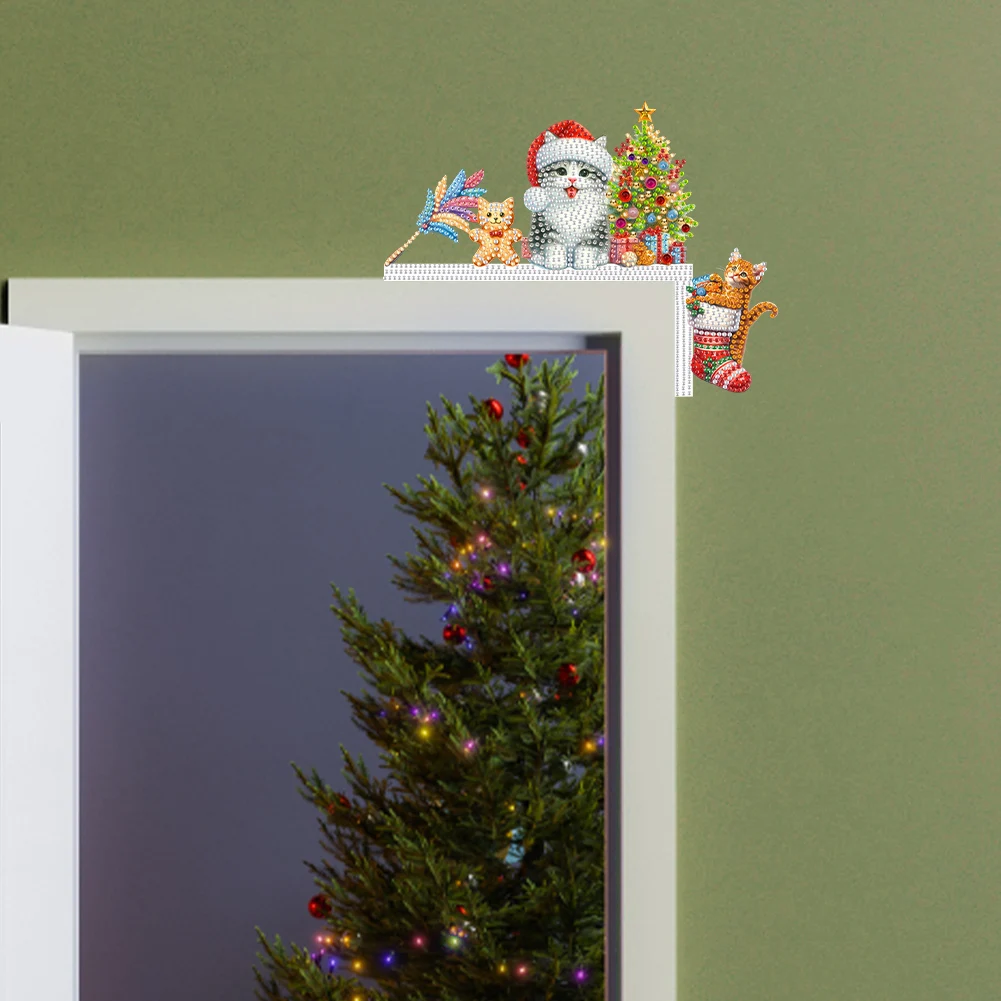 Holz Weihnachten DIY Diamant handgemachte Top Tür Rahmen Eckschild 5D DIY Diamant Malerei Haustür Eckschild für Fenster Wände