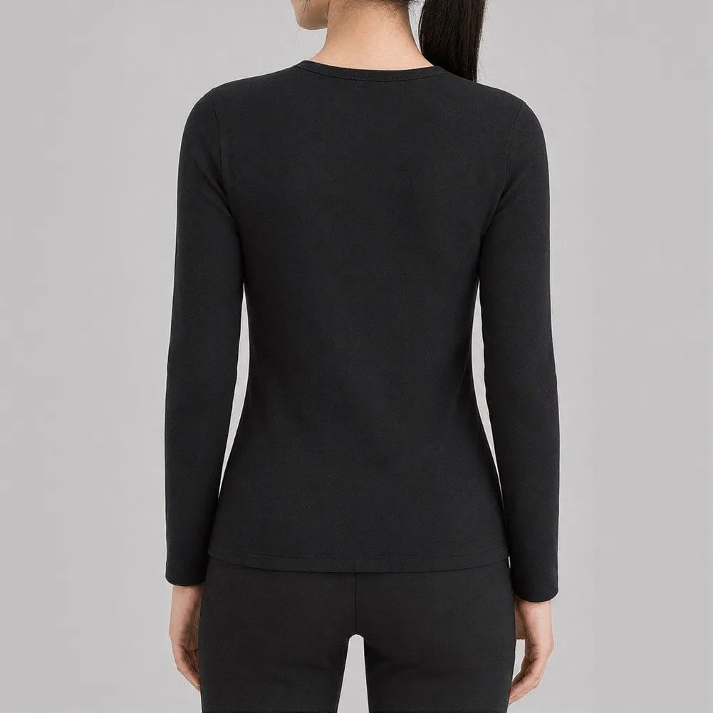 For Autumn Winter Season Women Long Sleeve T-Shirt Autumn Base Shirts Black Pullover Construction Polyester Fabric