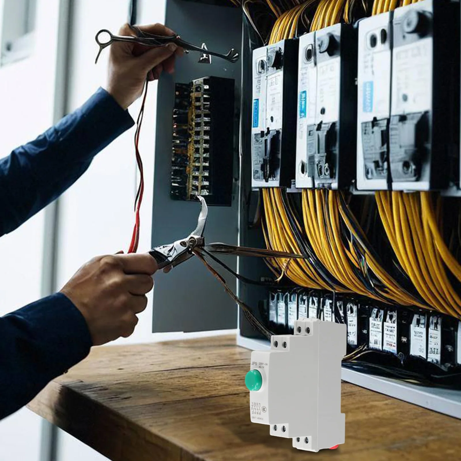 Sleek and Functional DIN Rail Mounted Button Switch Tailored for Effective Power Management in Systems Running on 24V ACDC