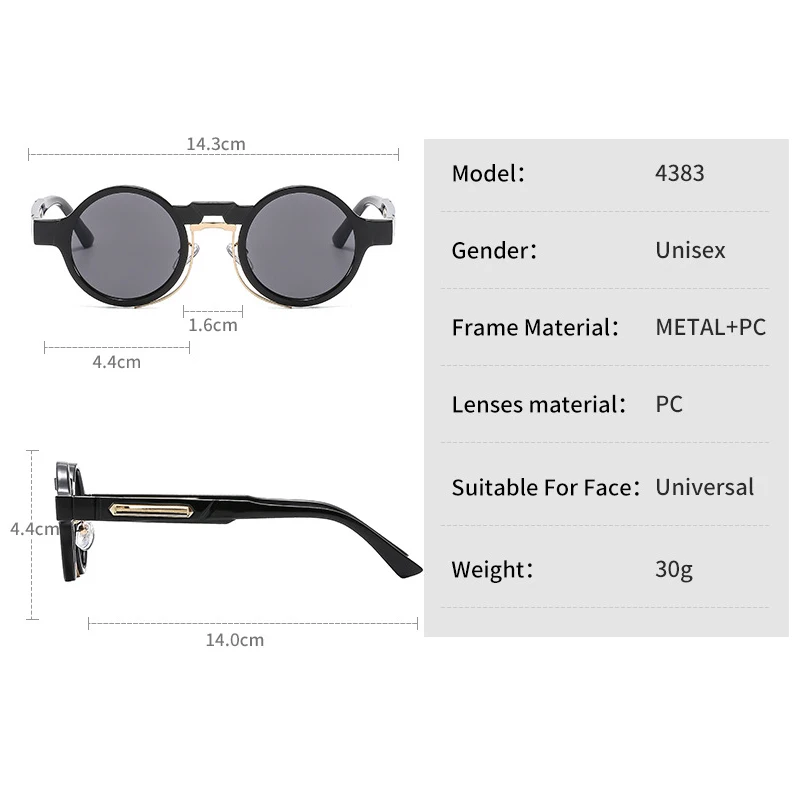 Gafas de sol Steampunk para hombre y mujer, lentes redondas de moda, Vintage, de alta calidad, Unisex, para ciclismo y motocicleta