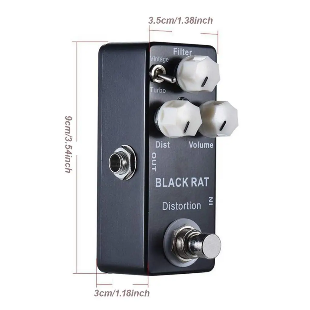 Rat Style Distortion Mini Guitar Pedal Portable Effects Processor for Guitar Parts and Pedalboard Accessories