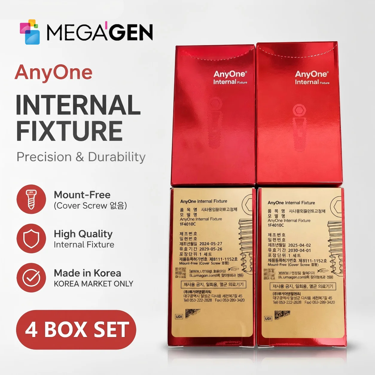 4Box MegaGen AnyOne AO Compatible Implant Screw Accessories, Oral Surgery Tools for Prosthetic Restoration