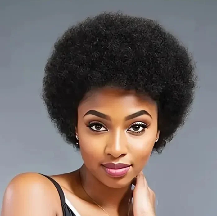 الأفرو غريب مجعد الشعر المستعار الإنسان للنساء السود الشعر البرازيلي الطبيعي الأسود آلة كاملة عابث قطع شعر مستعار رقيق