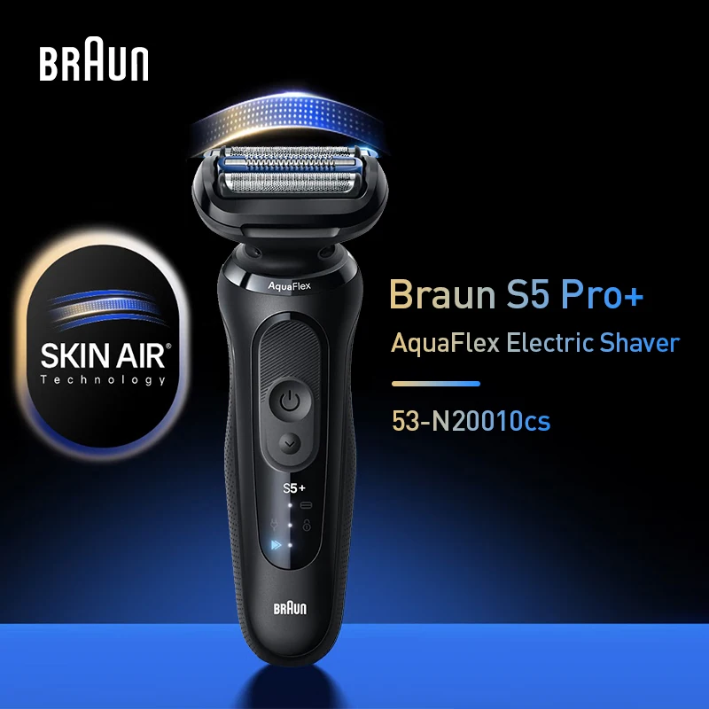 Braun Series 5 Pro+ Shaver, SkinAir tech, AutoSense adaptive power, full waterproof wet&dry, 5-min quick charge