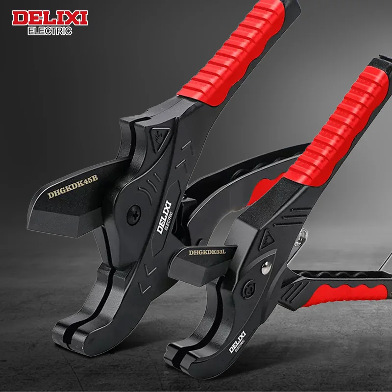 DELIXI ELECTRIC Pipe Cutter,Pipe Scissors SK5 Material Ratchet Cutter PVC/PU/PP/PE Hose Cutting Hand Tool,for Plumber,Homeowners