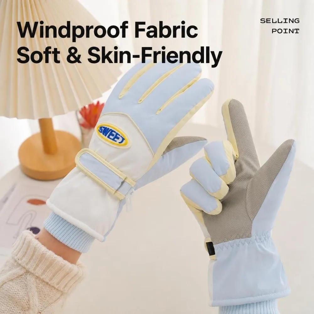 1 Pair Durable Full Finger Snowboard Gloves Soft Waterproof Skiing Gloves Lining Warm Keep Touch Screen Gloves Snowboard