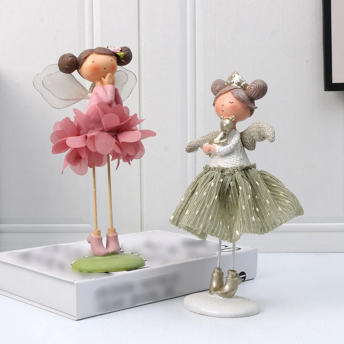 1pc Muppet Flower Fairy Little Girl Elf Angel Ornament Doll, Anime Cartoon Cloth Decorations, For Home Living Room Office Cafe